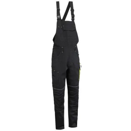 RS_COMFORT-BP-B  COMFORTOS fekete-fluoreszcens sárga munkavédelmi mellesnadrág 