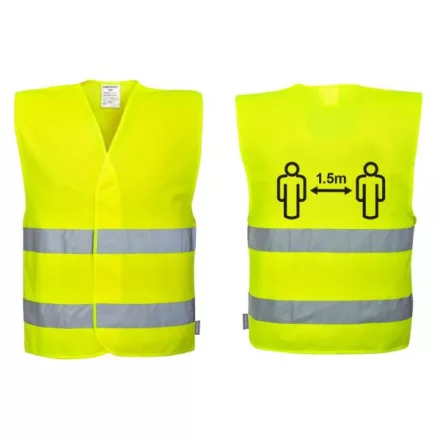 CV74_alap CV74 - Távolságtartásra figyelmeztető jól láthatósági mellény 1,5m Sárga