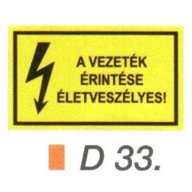 A vezeték érintése életveszélyes! D33/sz