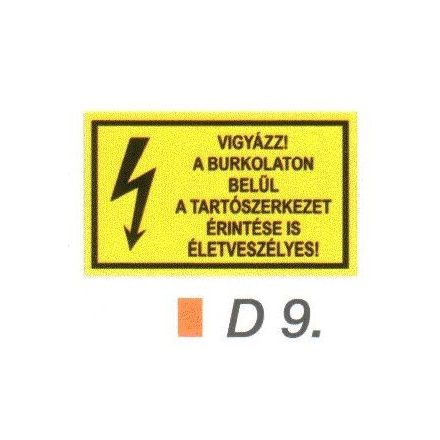 Vigyázz! A burkolaton belül a tartószerkezet érintése is életveszélyes! D9/sz