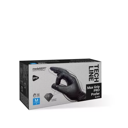 MS Max Grip Pro Prefer erősített nitril szerelőkesztyű - fekete