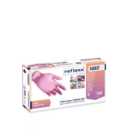 Reflexx N82 egyszerhasználatos nitril kesztyű - pink