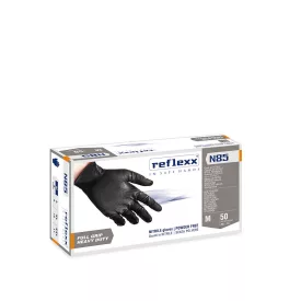   Reflexx Full Grip N85B erősített nitril szerelőkesztyű - fekete