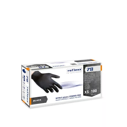 Reflexx R78 egyszerhasználatos nitril kesztyű - fekete