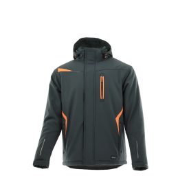   Sara Comfort Winter bélelt softshell hosszú kabát s.szürke - narancs