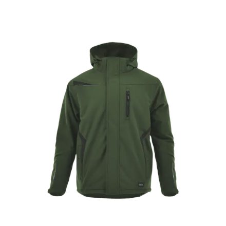 Sara Comfort Winter bélelt softshell hosszú kabát olíva zöld - fekete