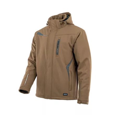 Sara Comfort Winter bélelt softshell hosszú kabát barna - s.szürke