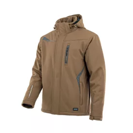   Sara Comfort Winter bélelt softshell hosszú kabát barna - s.szürke