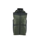 Sara Comfort Plus Hybrid kapucnis bélelt mellény fekete - zöld