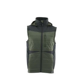   Sara Comfort Plus Hybrid kapucnis bélelt mellény fekete - zöld