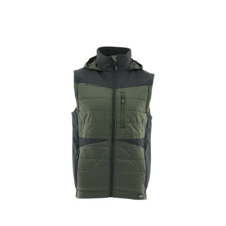 Sara Comfort Plus Hybrid kapucnis bélelt mellény fekete - zöld