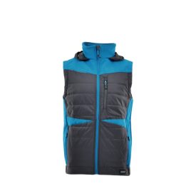   Sara Comfort Plus Hybrid kapucnis bélelt mellény fekete - petrol kék