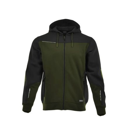 Sara Comfort Plus kapucnis pulóver olíva zöld - fekete