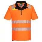 DX412 -Portwest galléros Hi-Vis  prémium póló, könnyű és rugalmas fényvisszaverő szalaggal Sárga és Narancs színben