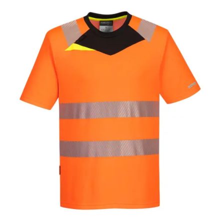 DX413-Portwest prémium Hi-Vis póló könnyű és rugalmas Hivistex Pro fényvisszaverő csík Narancs és Sárga