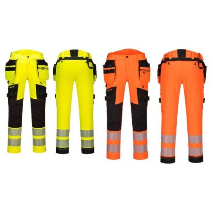 DX442 - Portwest Hi-Vis jól láthatósági munkavédelmi nadrág lezippzározható lengőzsebbel citrom/fekete 28