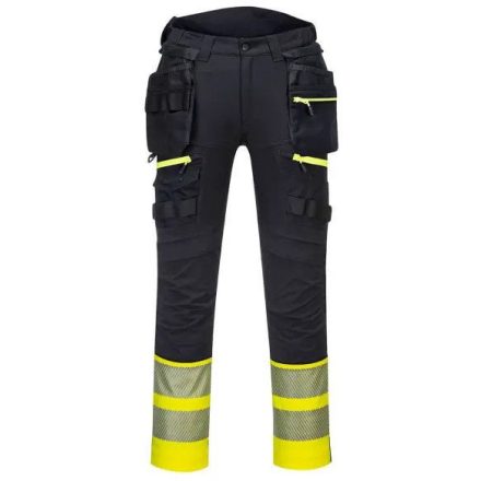 DX445 - Portwest Hi-Vis Class 1 Holster lengőzsebes munkavédelmi jóláthatósági derekasnadrág Sárga/Fekete 30