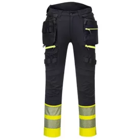   DX445 - Portwest Hi-Vis Class 1 Holster lengőzsebes munkavédelmi jóláthatósági derekasnadrág Sárga/Fekete
