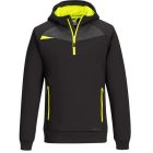 DX467BKRL - DX4 negyedzippzáras kapucnis munkavédelmi pulóver fekete L