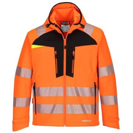 DX475 - Portwest prémium Hi-Vis Softshell dzseki légáteresztő, vízálló és szélálló Narancs/Fekete S
