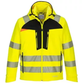  DX475 - Portwest prémium Hi-Vis Softshell dzseki légáteresztő, vízálló és szélálló Citrom/Fekete 4XL