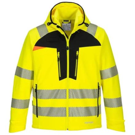 DX475 - Portwest prémium Hi-Vis Softshell dzseki légáteresztő, vízálló és szélálló Citrom/Fekete XXXL