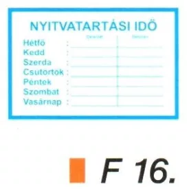 Nyitvatartási idö F16