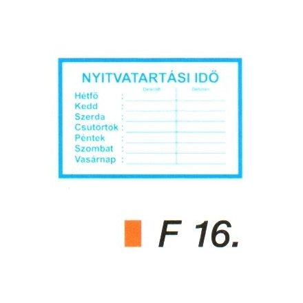 Nyitvatartási idö F16