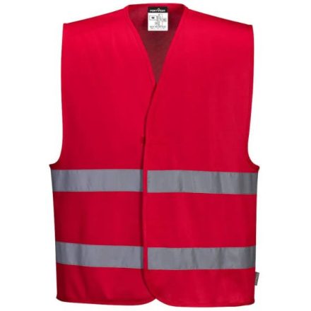 F474RERL-XL, Portwest F474-es Iona mellény fényvisszaverő csíkkal, normál fazon piros színben