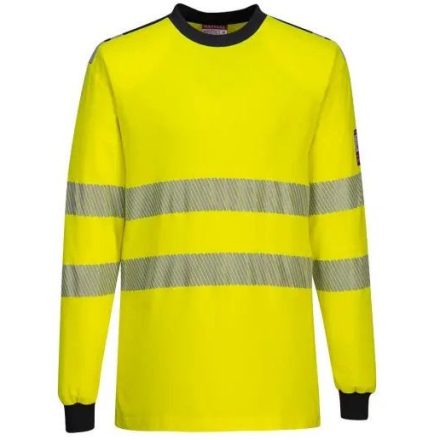 FR701 Portwest WX3 jóllthatósági lángálló Hi-Vis munkavédelmi póló Sárga/Navy L