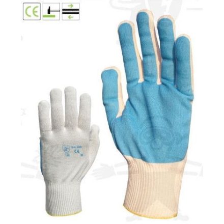 14-es kötött poliamid kesztyű, pamut belsővel és kent PVC tenyérrel 4382-84-es
