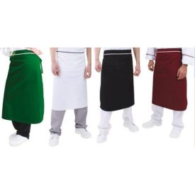   Félkötény, impregnált kivitel, fehér, fekete, bordó, zöld, 35% pamut, 65% pes, 245g/m2