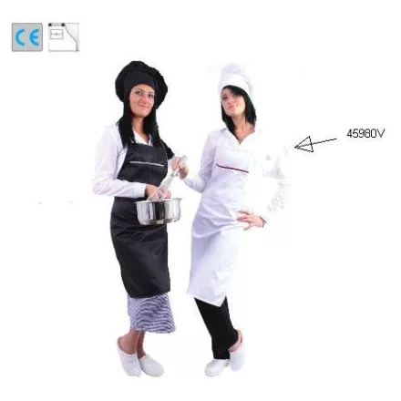 Teljes kötény, impregnált kivitel, fehér, fekete, bordó, zöld, 35% pamut, 65% pes, 245g/m2