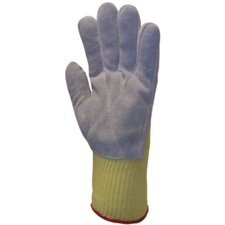 Vágásbiztos, kötött Para-aramid alapkesztyű marhahasíték tenyérrel, rugalmas mandzsettával 462-es