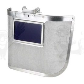   Kohász arcvédő, sisakra szerelhető, 300 x 170 mm-es acélháló, kobaltkék üveg 60677-es