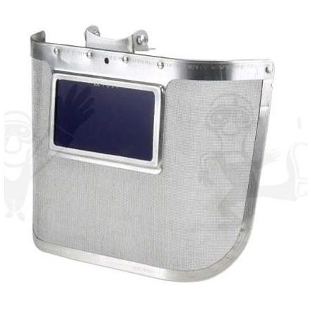 Kohász arcvédő, sisakra szerelhető, 300 x 170 mm-es acélháló, kobaltkék üveg 60677-es