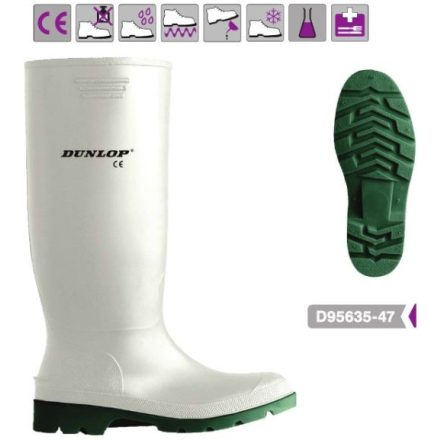 DUNLOP PRICEMASTOR Fehér élelmiszeripari ártalmak ellen, nitriltalpú, munkavédelmi csizma