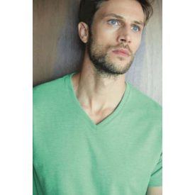   KARIBAN V-NECK SHORT SLEEVE (KA367) nyári rövid ujjú férfi póló poliészter/pamut V nyakú oldalvarrott testhez álló, Poliészter/Pamut