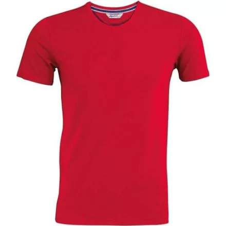 MEN'S SHORT SLEEVE VINTAGE (KV2104) nyári rövid ujjú férfi pulóver, környakas testhez álló, Mintás piros/Vintage Red színben,  méret: S, méret: S, szín: Mintás piros/Vintage Red