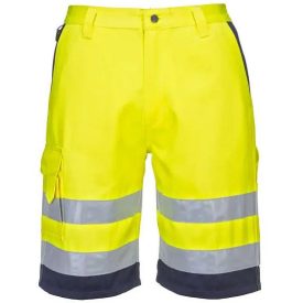   L043 - Hi-Vis könnyű poli-pamut jólláthatósági munkavédelmi rövidnadrág Sárga/Navy színben