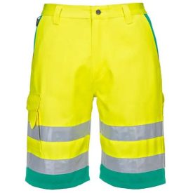   L043 - Hi-Vis könnyű poli-pamut jólláthatósági munkavédelmi rövidnadrág Sárga/Kékeszöld színben