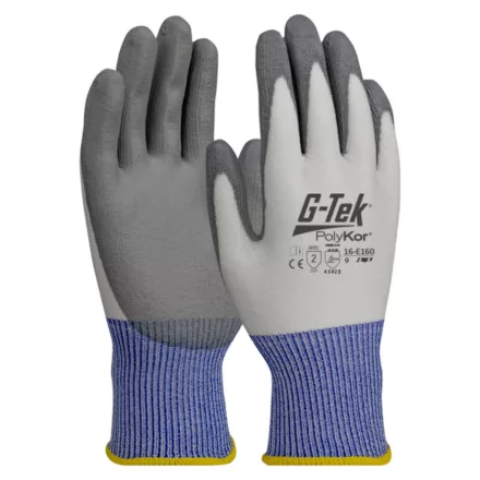 G-TEK PolyKor HPPE/spandex kötött, PU tenyérmártott munkavédelmi kesztyű