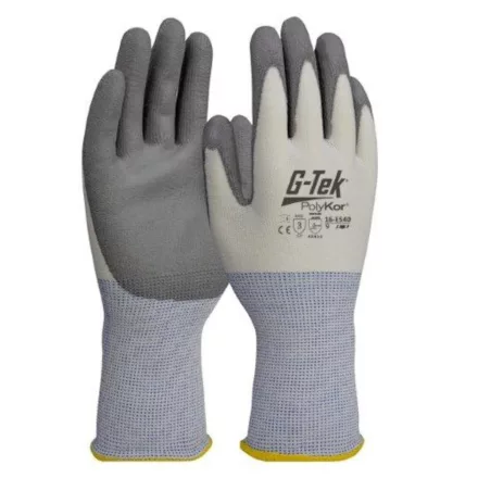 G-TEK PolyKor HPPE/spandex kötött, PU tenyérmártott munkavédelmi kesztyű