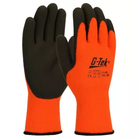   G-TEK Hi-Vis kötött, akril frottír, latexmártott munkavédelmi kesztyű