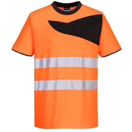 Pw213 Portwest Hi-Vis munkavédelmi rövid ujjú póló Narancs/Fekete XXL