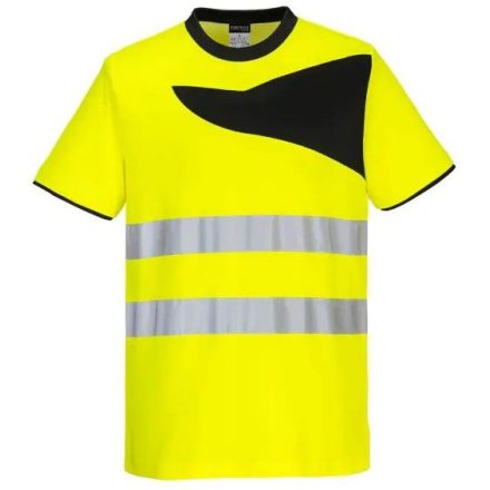 Pw213 Portwest Hi-Vis munkavédelmi rövid ujjú póló Sárga/Fekete L