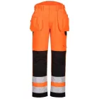 PW242 Portwest jólláthatósági munkavédelmi derekasnadrág pisztolytáskás zsebekkel Narancs/Fekete és Sárga/Fekete