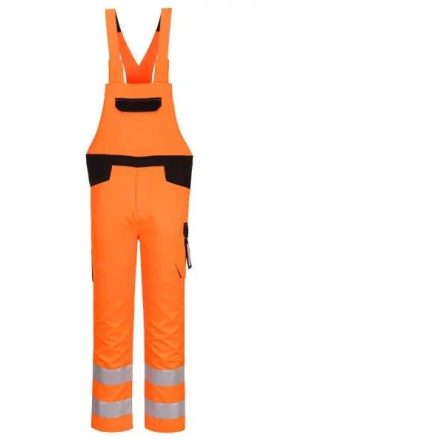 PW244 Portwest Hi-Vis jólláthatósági munkavédelmi kantáros nadrág Narancs/Fekete S