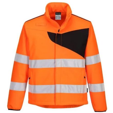PW275 Portwest Jólláthatósági Hi-Vis Softshell Munkavédelmi kabát Narancs/Fekete S
