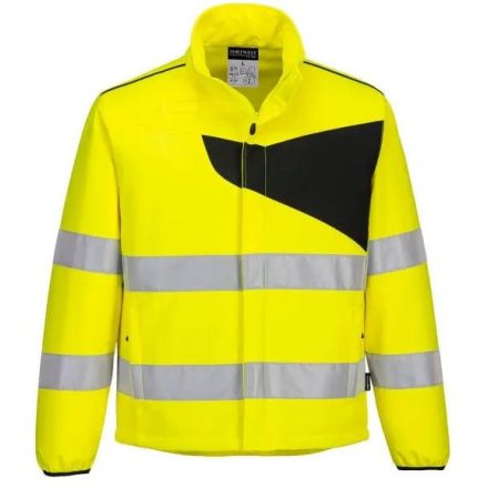 PW275 Portwest Jólláthatósági Hi-Vis Softshell Munkavédelmi kabát Sárga/Fekete M